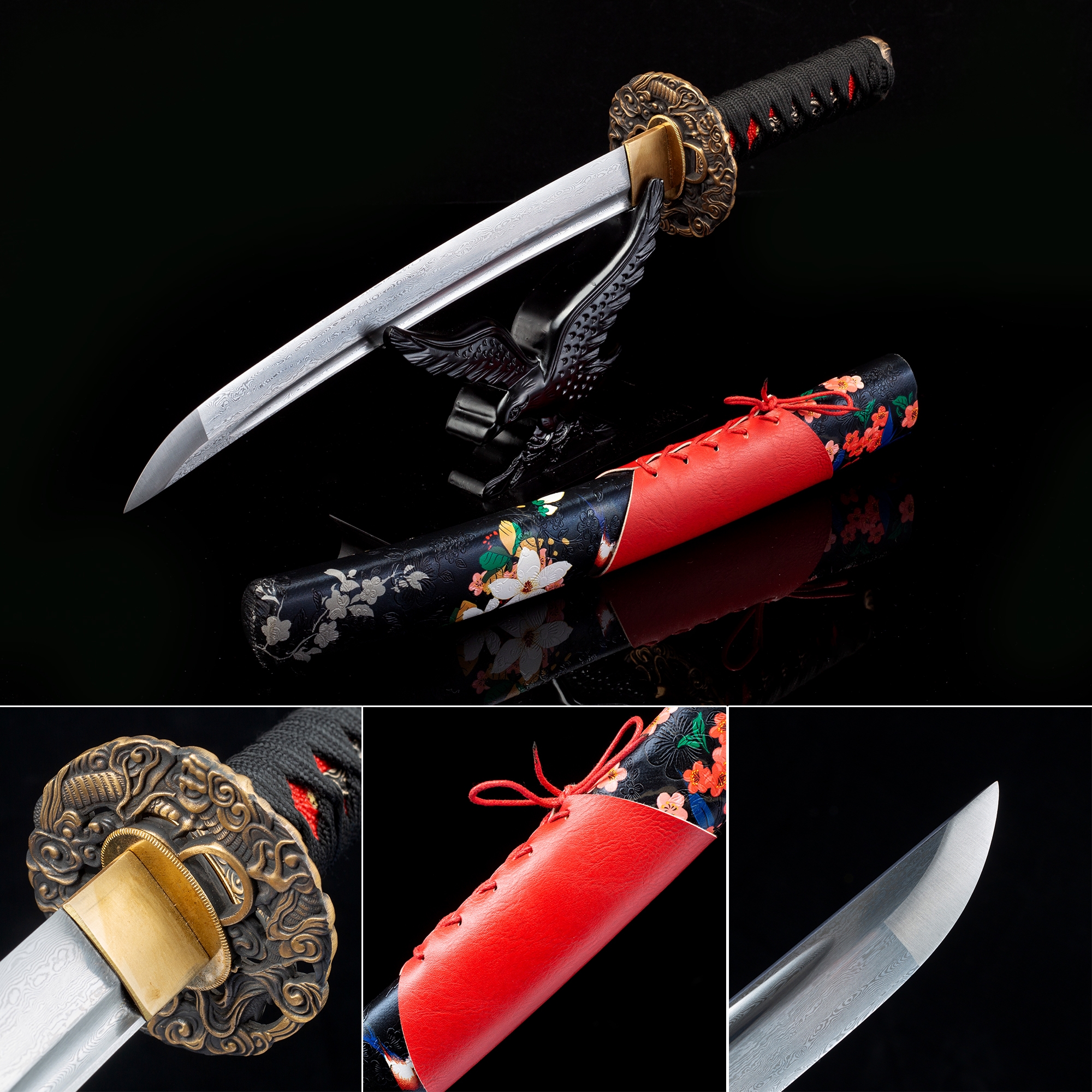 Handmade Pattern Steel Real Short Katana Japanese Tanto Swords With