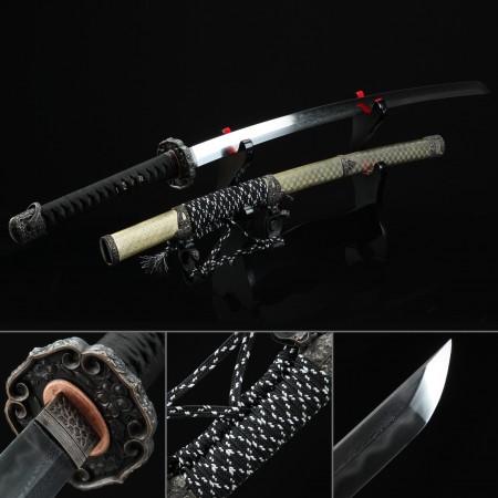 High-performance Japanese Tachi Odachi Sword Pattern Steel Real Hamon With Olive Scabbard