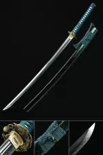 Handmade Japanese Katana Sword T10 Folded Clay Tempered Steel Full Tang