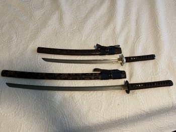 Handmade Japanese Wakizashi Sword T10 Carbon Steel With Black Scabbard