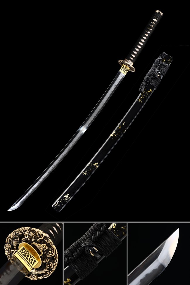 Dragon Tsuba T10 Carbon Steel Katana, Clay Tempered, Hand Forged & Full Tang