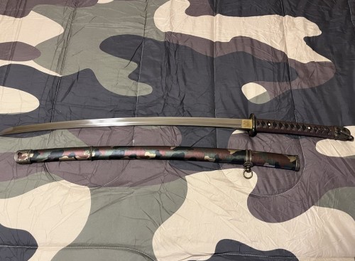 Wwii Japanese Army Officer's Shin Gunto Samurai Sword Type 98 With Camouflage Scabbard