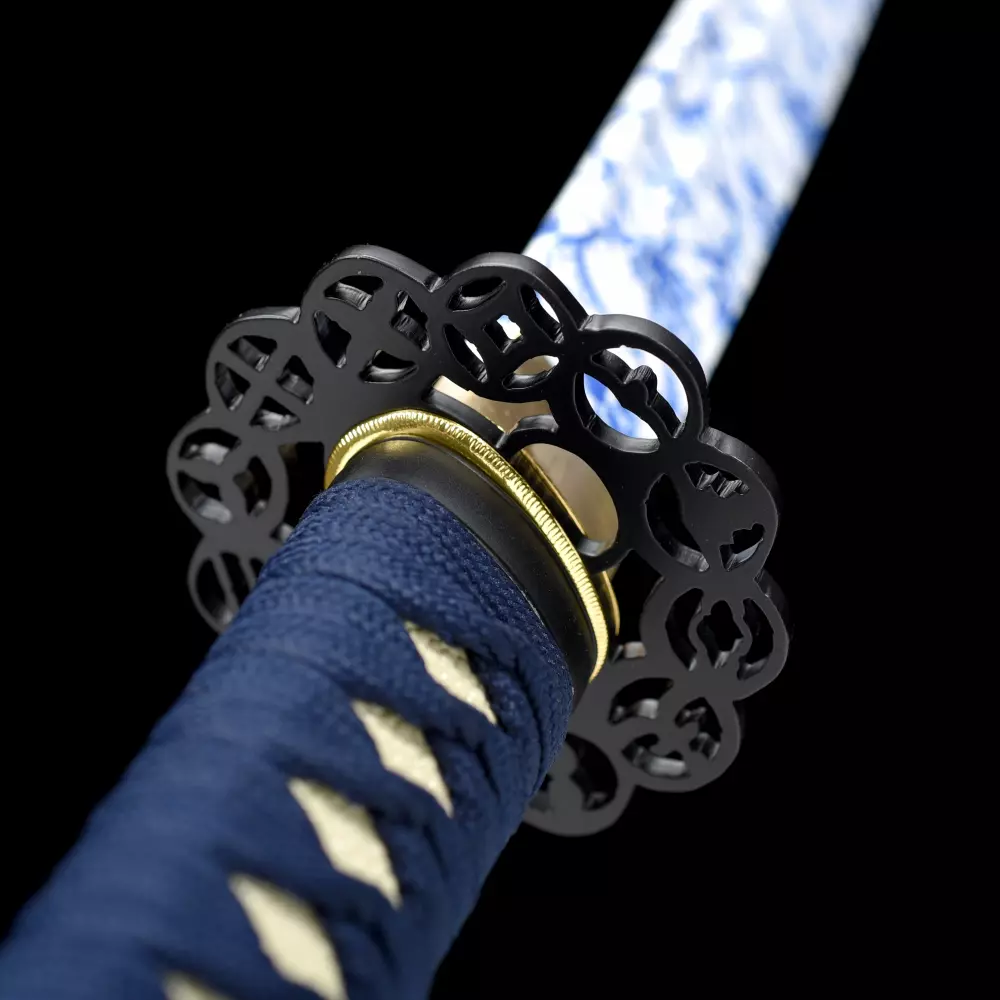 Handmade Aluminum Blade Unsharpened Practice Katana Sword With White Scabbard And Iron Tsuba