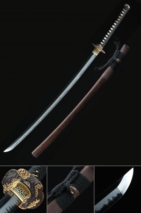 Clay Tempered Katana, Handmade Japanese Katana Sword T10 Carbon Steel Full Tang
