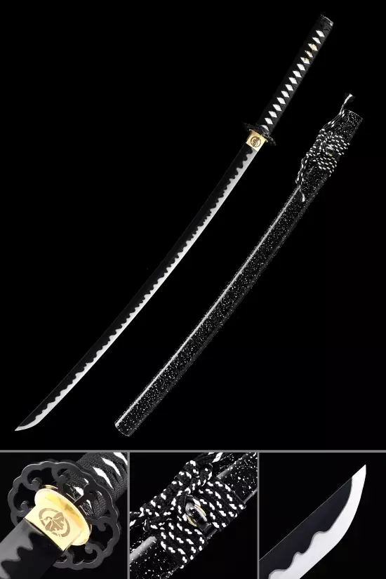 Handmade Japanese Samurai Sword High Manganese Steel With Black Blade
