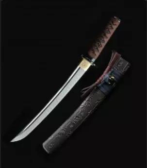 Handmade Short Japanese Tanto Sword T10 Folded Clay Tempered Steel Real Hamon