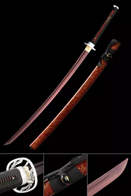 Handmade Japanese Katana Sword With Crimson Red Blade