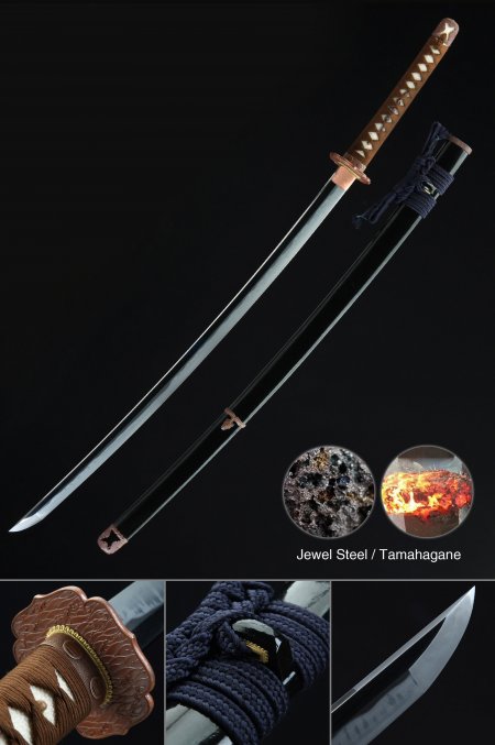 Handgefertigtes, Kampfbereites Hochleistungs-samurai-schwert Aus Tamahagane-stahl