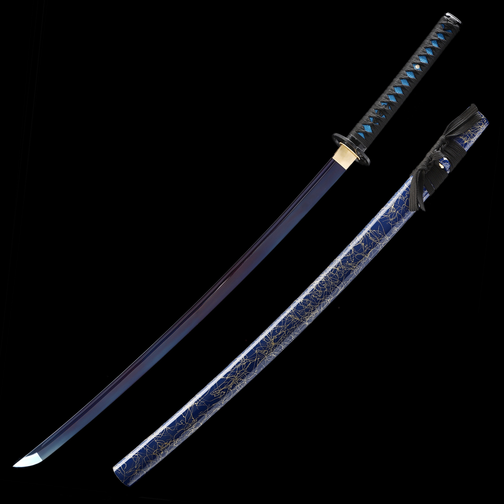 Katana japonais véritable tranchant en acier froid 1095 + 1060 épée de  samouraï Tanjiro d'entraînement (thème Mantis)