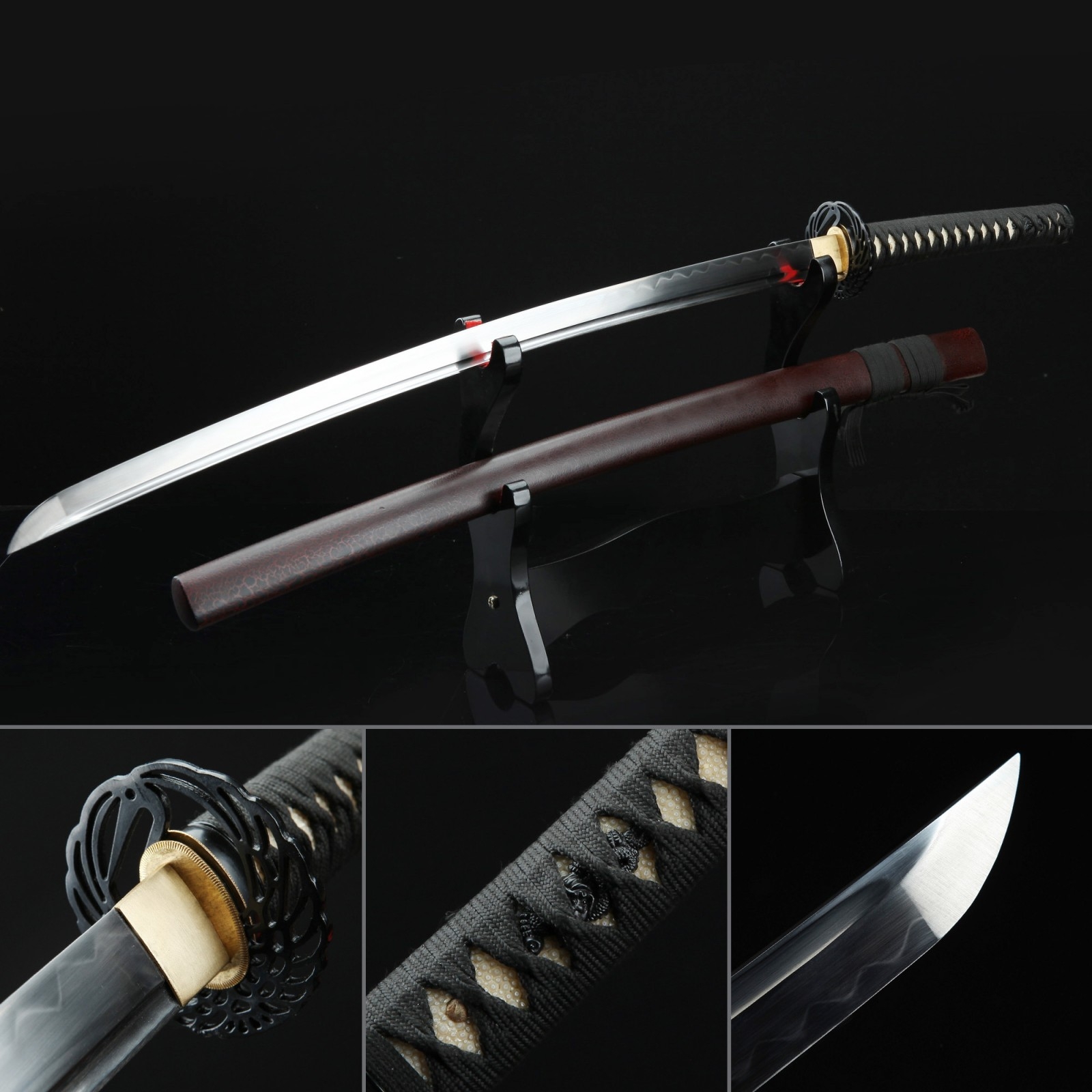 Brown Hand Forged Carbon Steel Clay Tempered Battle Ready Katana ...