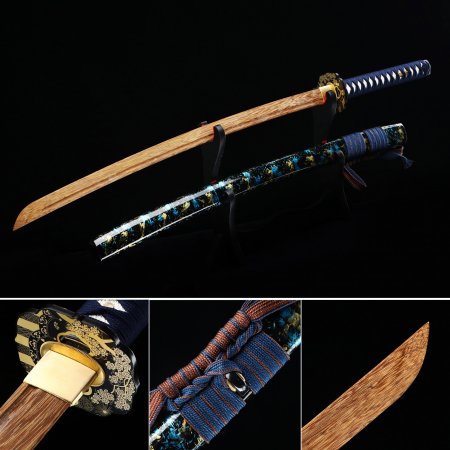 Handmade Wooden Unsharp Katana Sword With Brown Blade