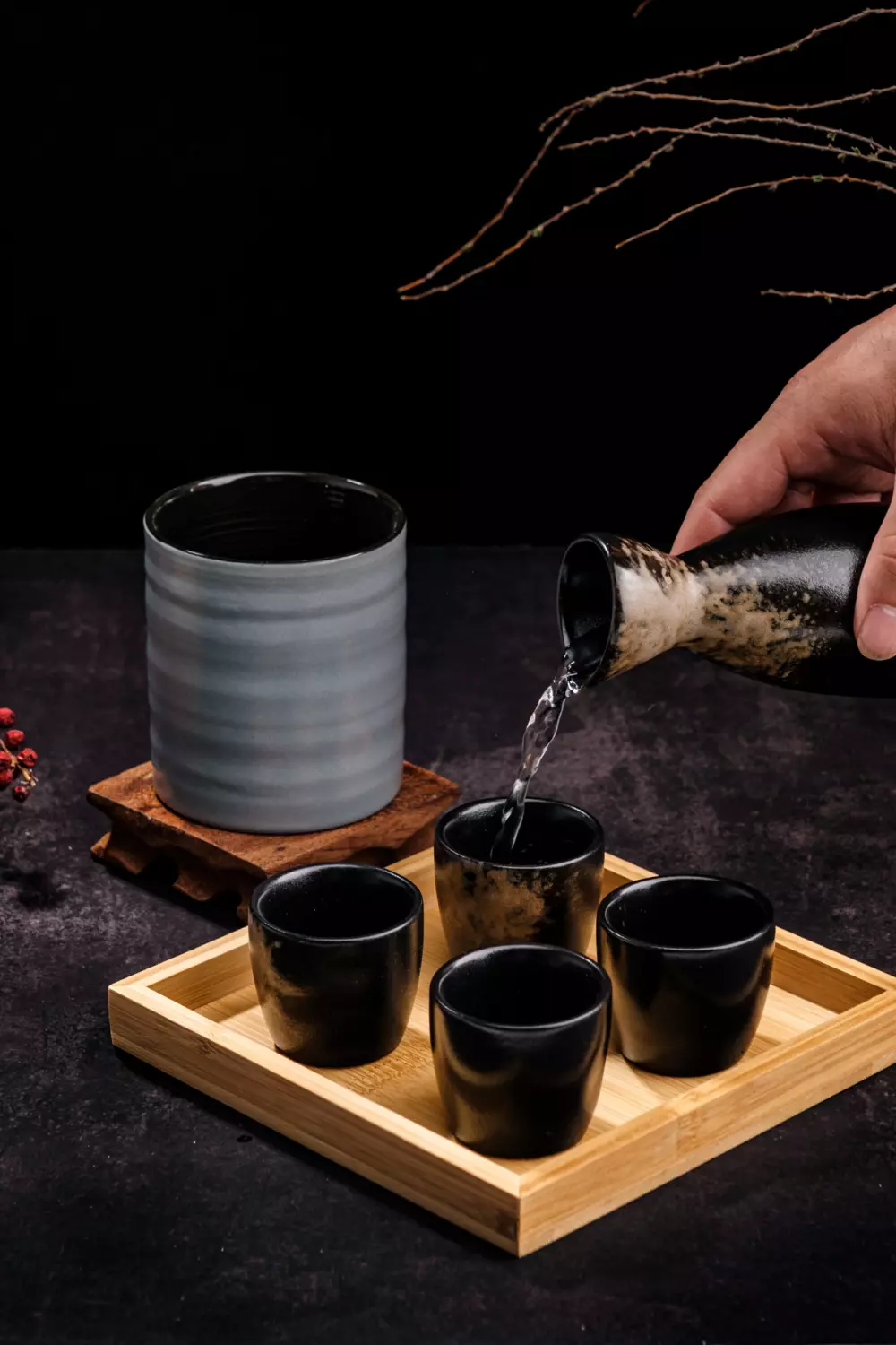 Traditional Sake Set | Traditional Japanese Sake Set, 1 Bottle And