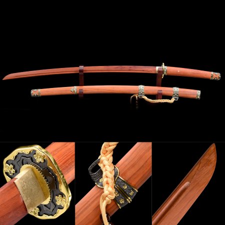 Handmade Rosewood Blade Unsharpened Japanese Samurai Katana Swords With Rosewood Scabbard