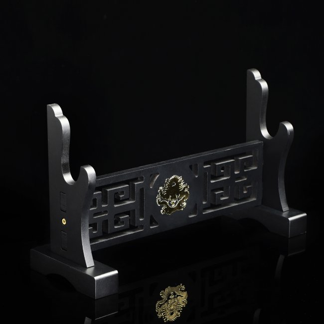 Single Sword Table Stand Holder Display One-layer Rack Base Black Lacquered Wood
