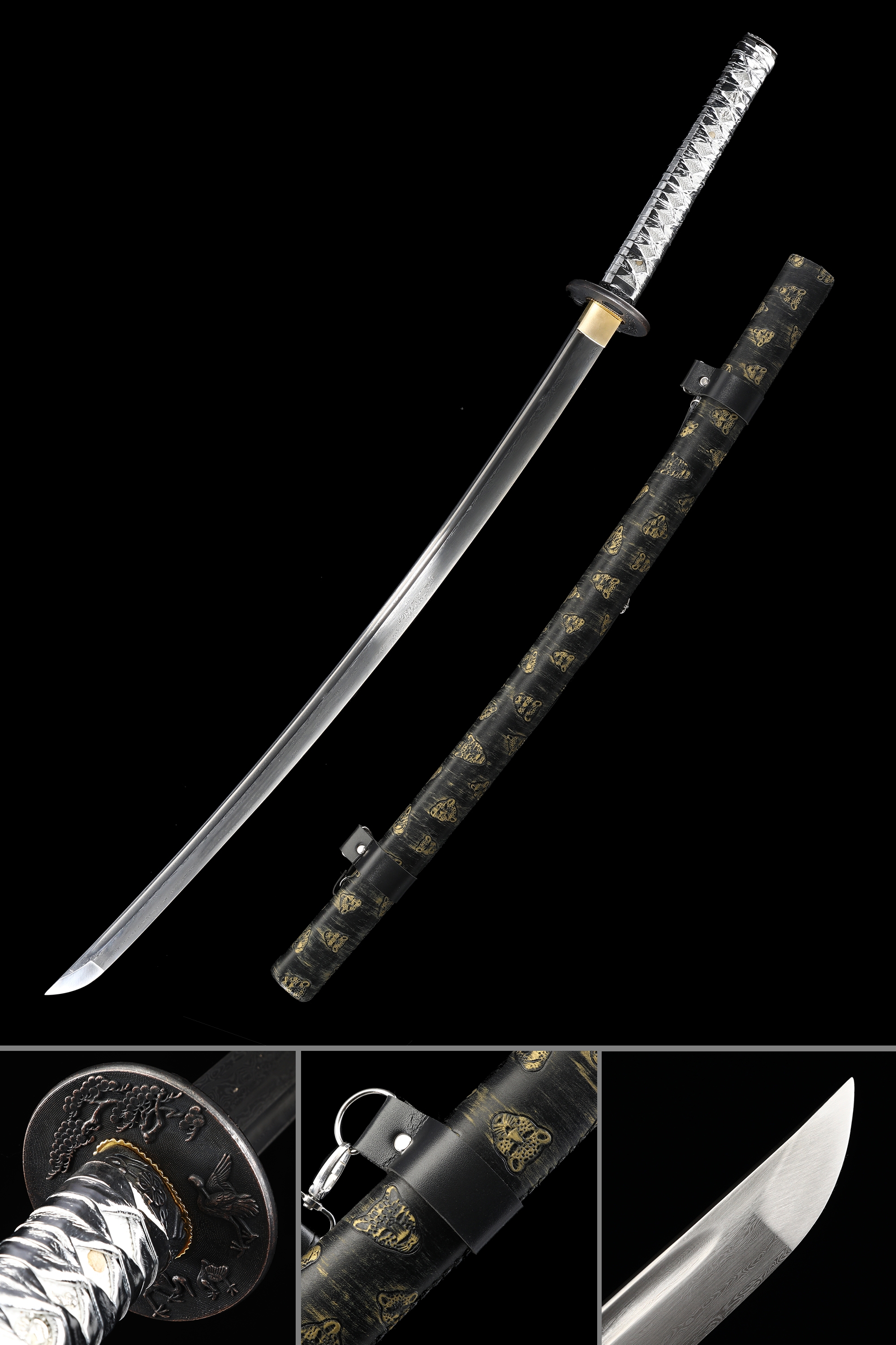 Handmade Japanese Katana Sword Full Tang With Tiger Scabbard
