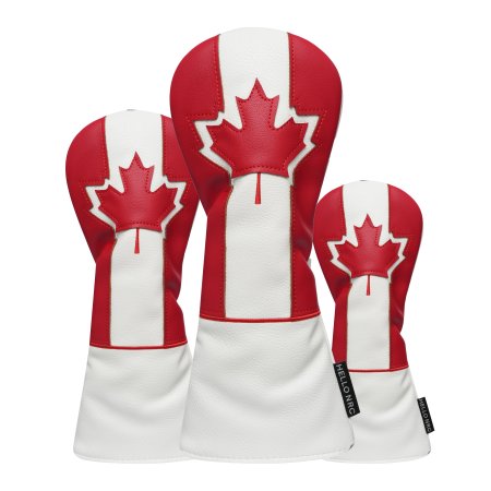 Patriotic Canadian Flag Golf Wood Headcovers Set - Red