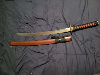 Handmade Wakizashi Sword High Manganese Steel With Rosewood Scabbard