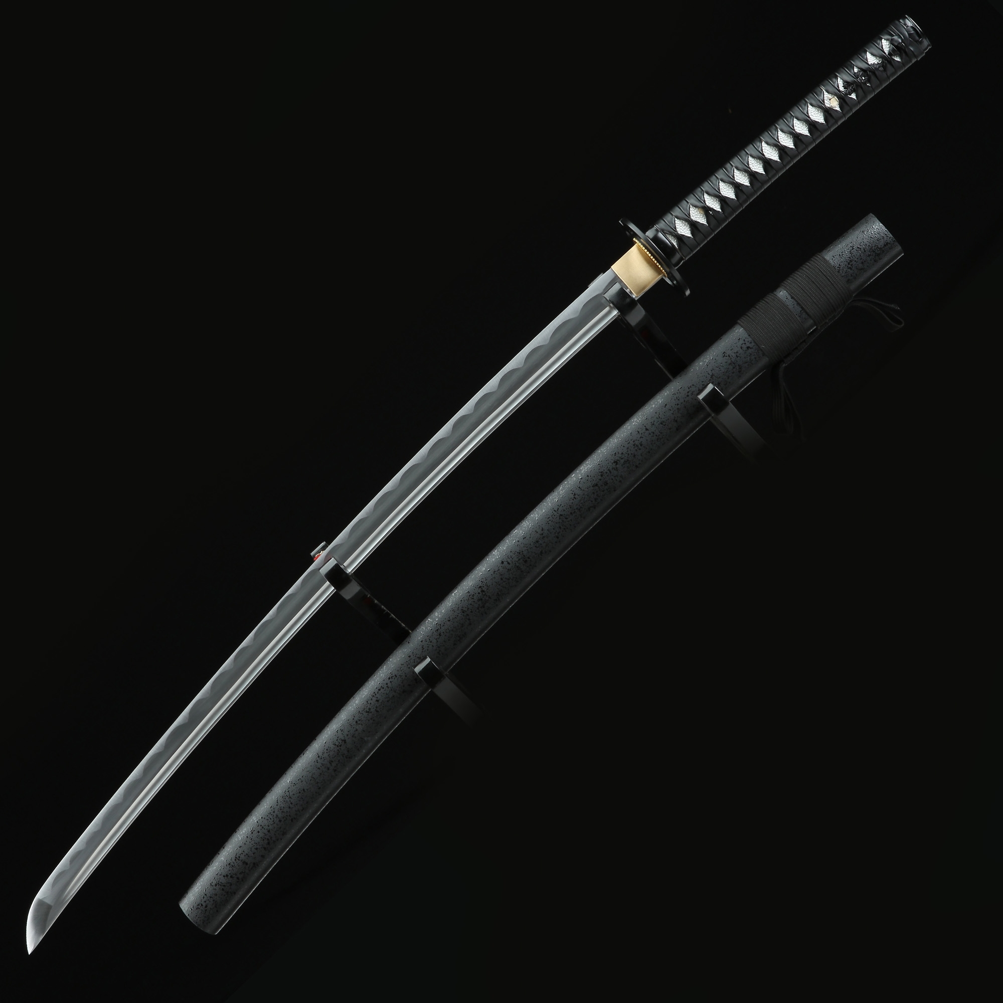 Katana Sword Handmade Japanese Katana Sword 1060 Carbon Steel With Black Scabbard Truekatana
