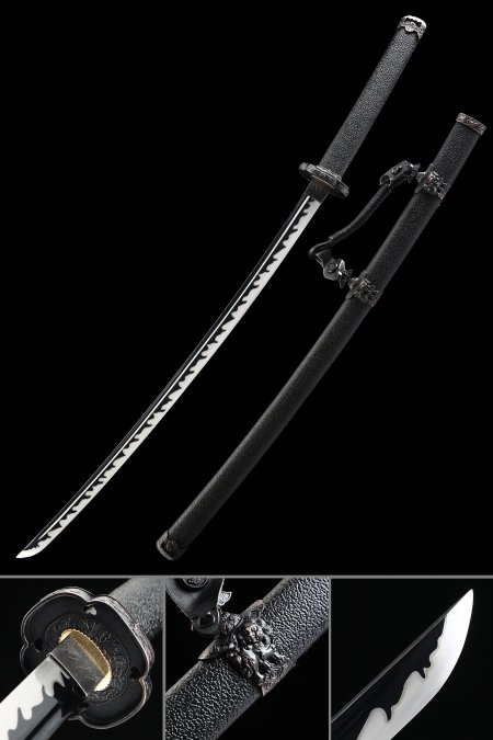 Handmade Japanese Tachi Odachi Sword High Manganese Steel With Black Blade And Scabbard