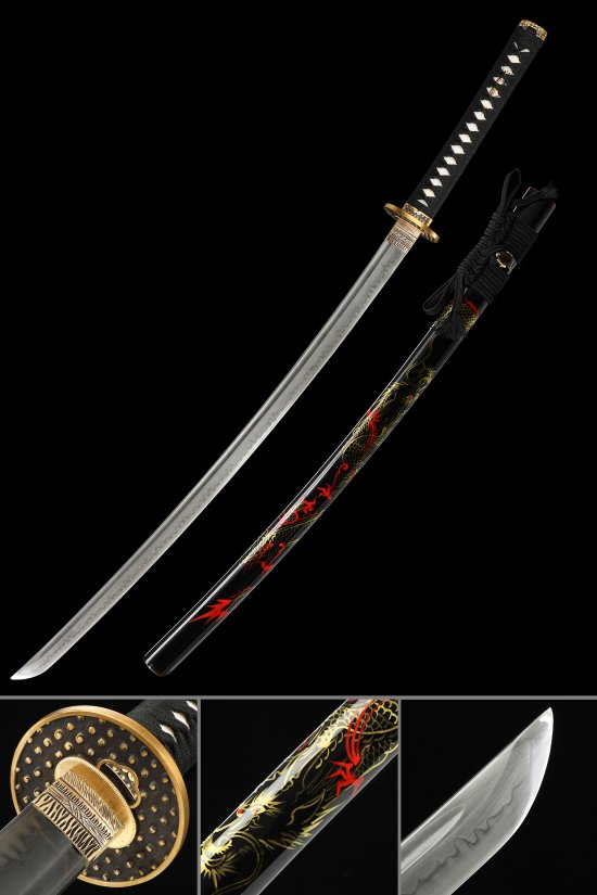 Round Plain Tsuba T10 Carbon Steel Katana, Real Hamon, Full Tang & Handmade