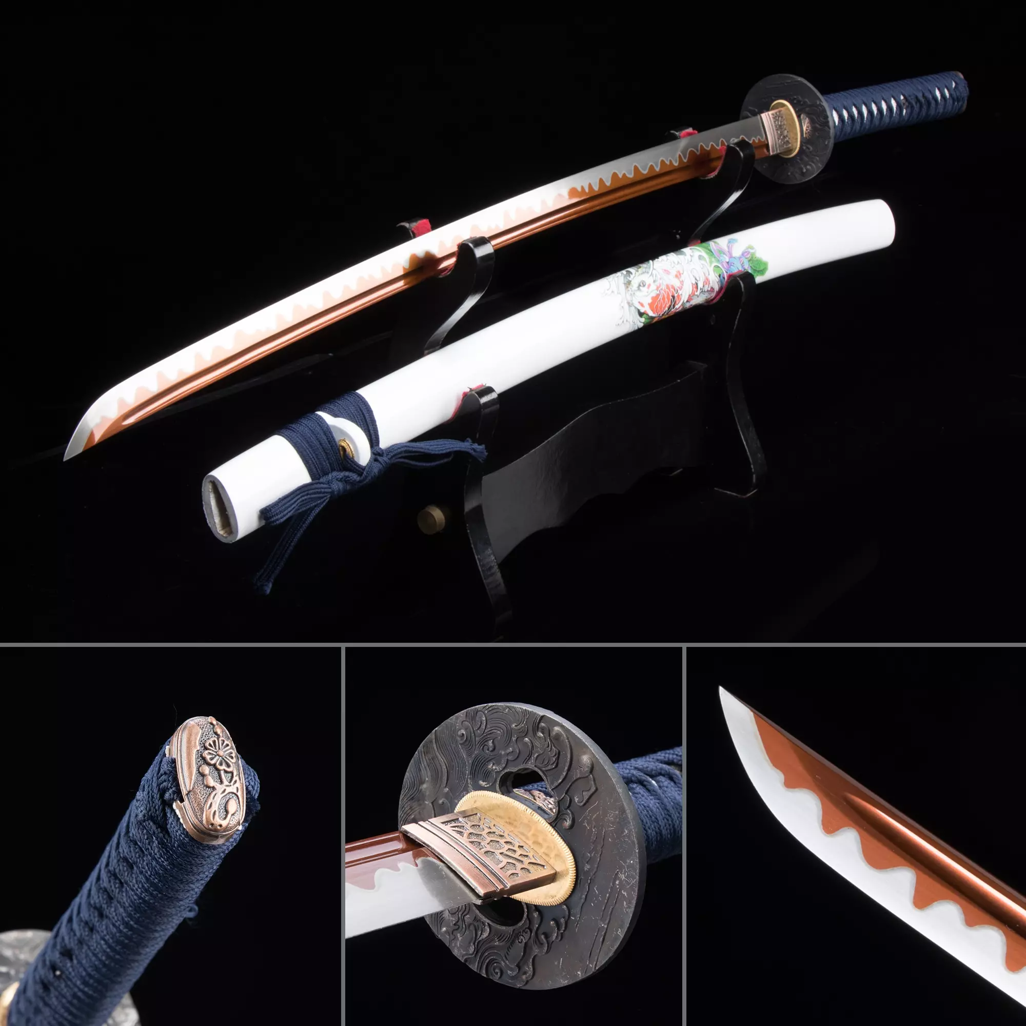 White And Red Katana | Handmade Japanese Katana Sword High Manganese ...