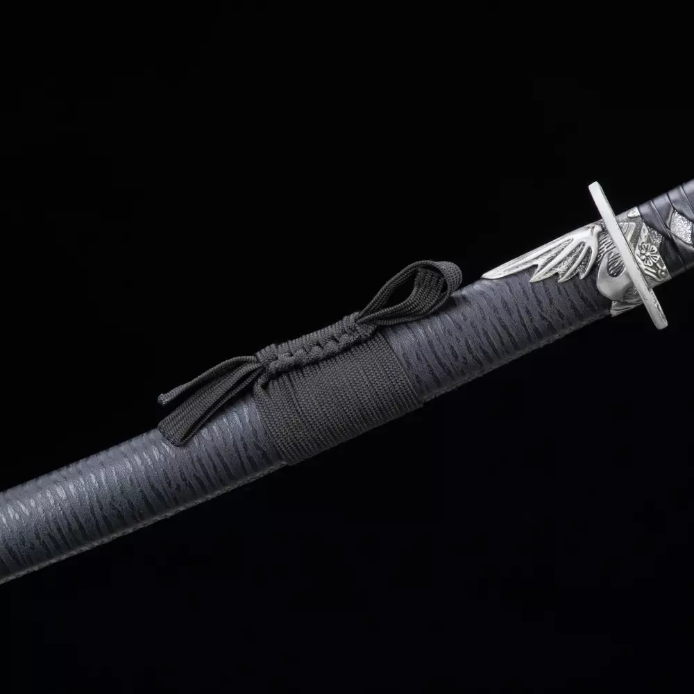 Nihonto  Handmade Japanese Nihonto Samurai Sword High Manganese Steel With  Black Scabbard - TrueKatana