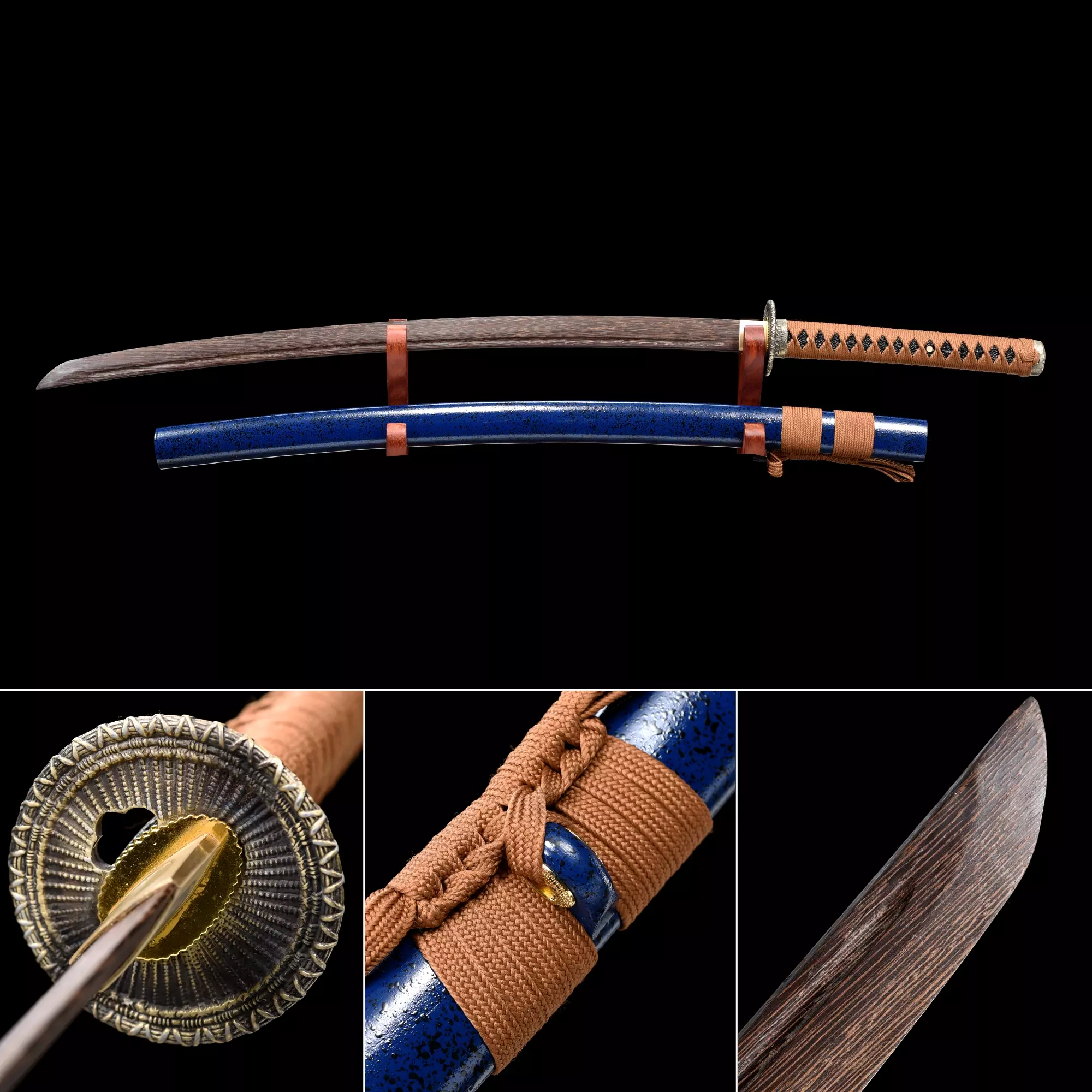 Wooden Training Katana | Handmade Brown Wooden Blade Unsharpened Katana ...