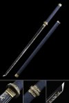 Handmade Japanese Chokuto Ninjato Sword With Blue Leather Saya