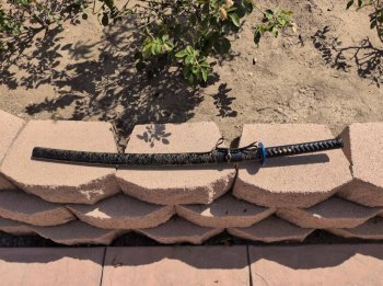 Handmade Japanese Sword With Blue Lightning Blade