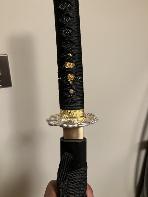 Handmade Japanese Katana Sword With Black Scabbard