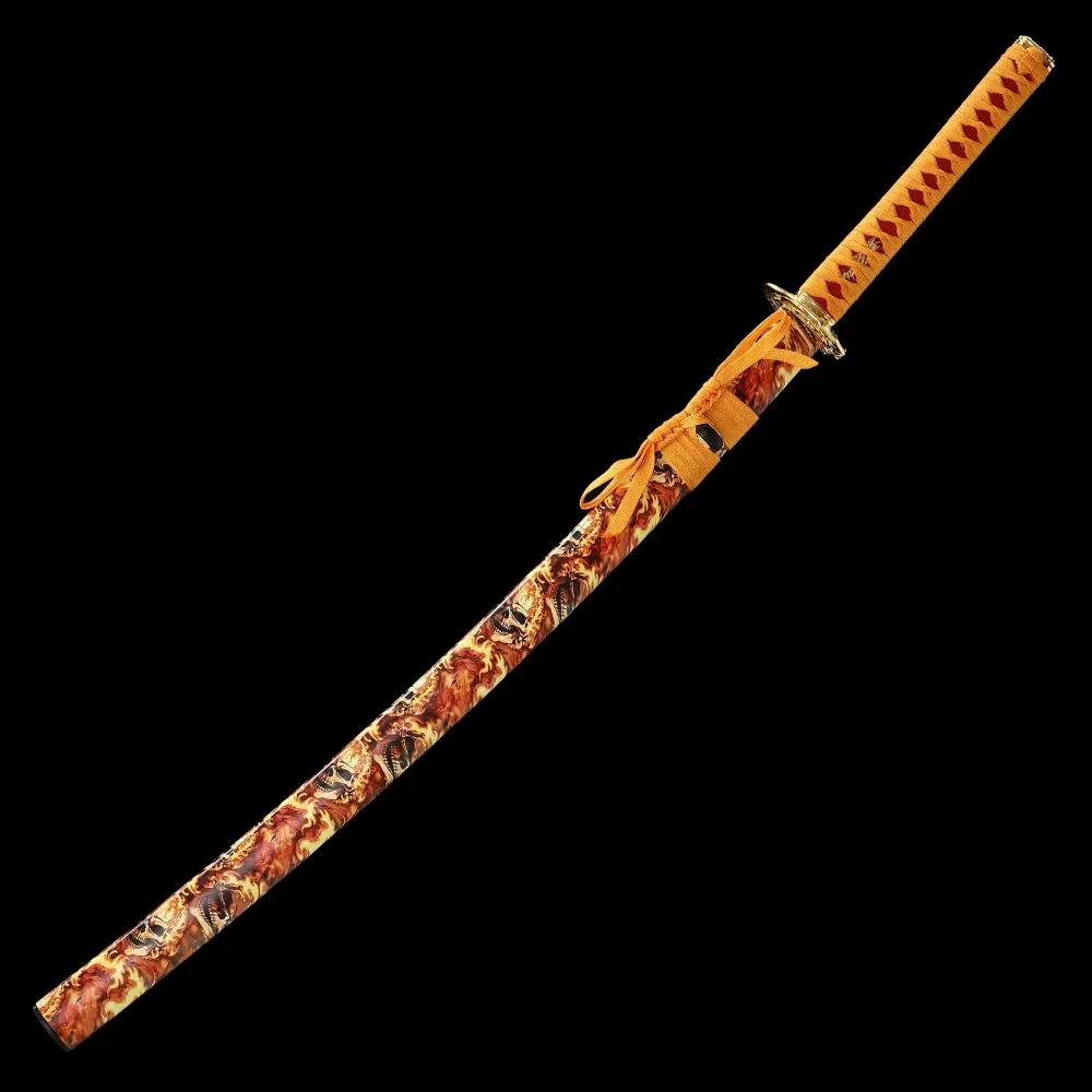 Japanese Sword | 1065 Carbon Steel Katana with Skull Gold Tsuba