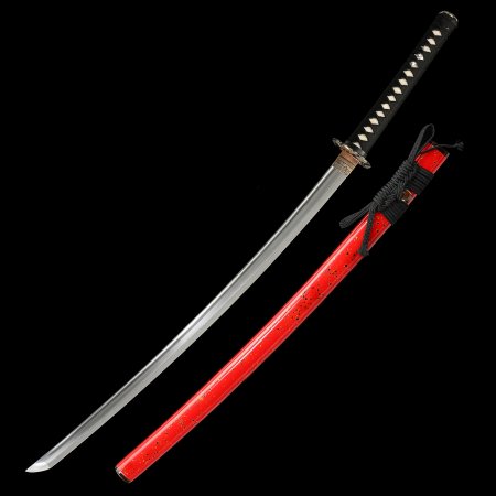 High-performance Full Tang Japanese Katana Sword T10 Carbon Steel With Red Scabbard