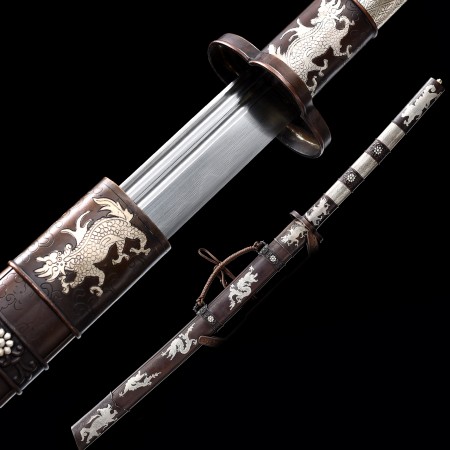 High-performance 1000 Layer Folded Steel Real Hamon Chinese Tang Dynasty Sword With Copper Scabbard