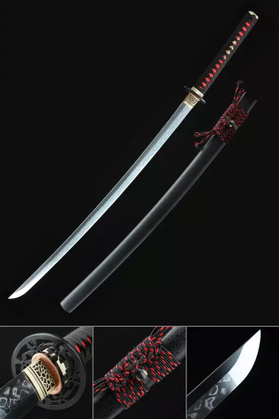 Handmade Japanese Katana Sword T10 Folded Clay Tempered Steel Real Hamon