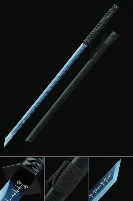 Handmade High Manganese Steel Blue Straight Blade Chokuto Real Japanese Ninjato Ninja Swords