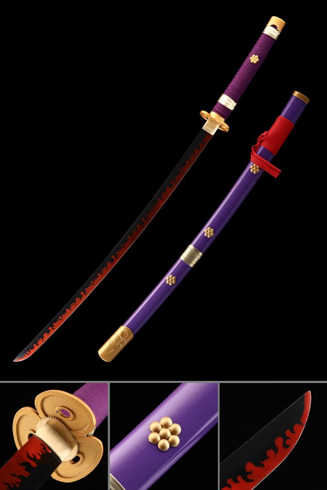 Roronoa Zoro Enma - One Piece Katana Replica, 1045 Carbon Steel, Purple Lacquer Saya