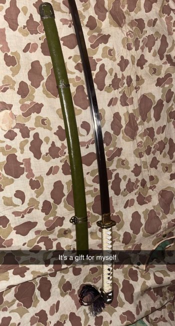 Wwii Japanese Army Shin Gunto Officer’s Saber Sword Type 98 With Green Scabbard