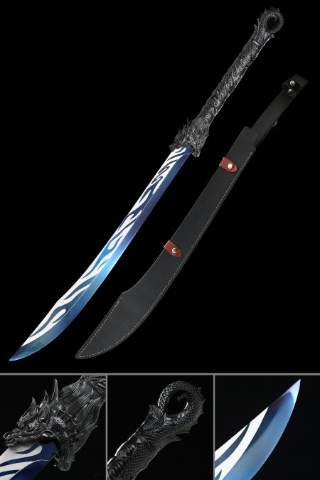 Handcrafted 1060 Carbon Steel Fantasy Sword With Blue Blade