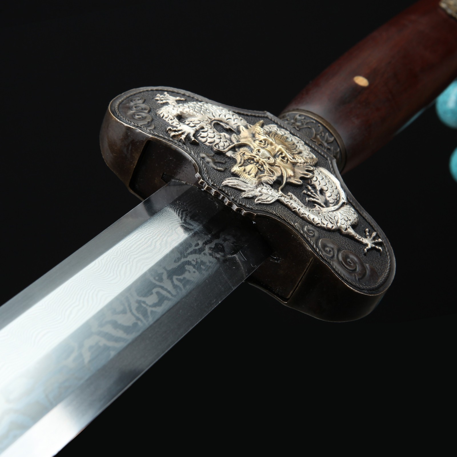 Qing Dynasty Sword | Handmade Red Rosewood Silver Chinese Dragon Theme ...