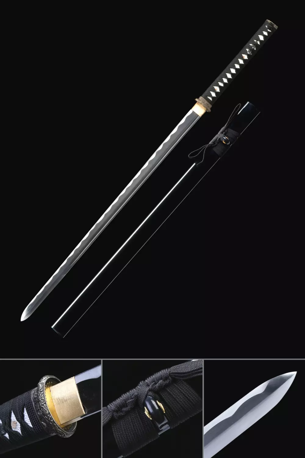 Damascus Folded Steel Handmade Ninja Japanese samurai sword Straight Blade Sharp 
