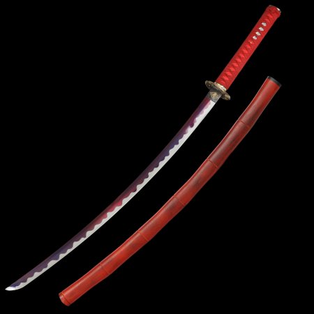 Handmade Japanese Katana Sword With Purple 1060 Carbon Steel Blade