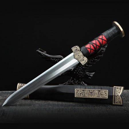 Handmade Damascus Steel Black Sandalwood Han Dynasty Hand Forged Chinese Swords