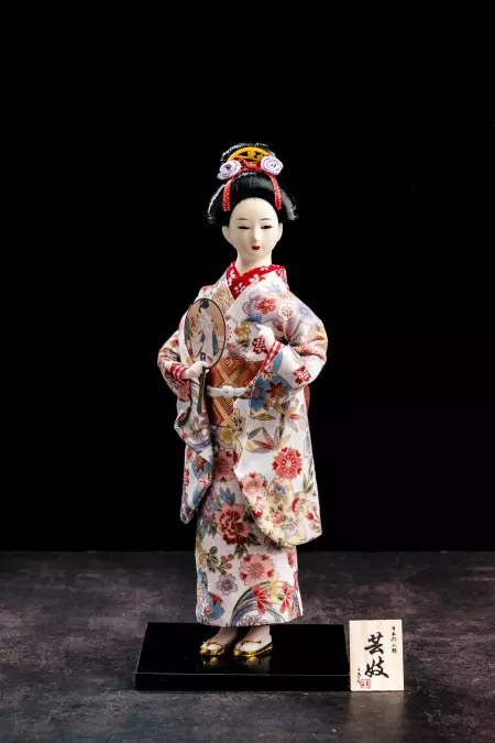 Japanese Geisha Doll Sculpture Traditional Vintage Kimono