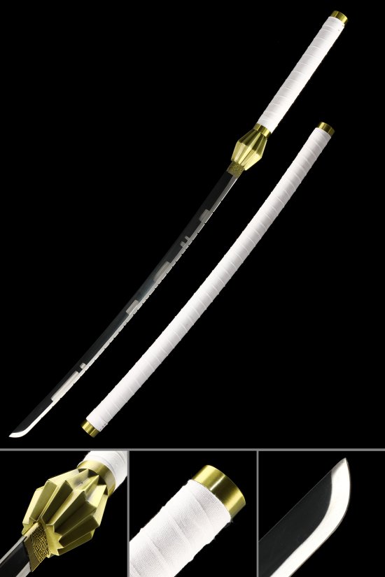 Nozarashi Zanpakuto 1065 Carbon Steel Replica With White Saya - Kenpachi Zaraki Sword From Bleach