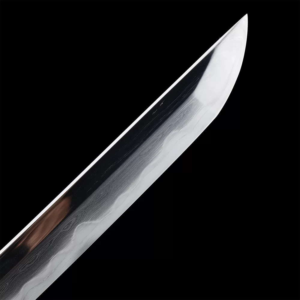 超美品レア入手困難な黒檀ブレス雷打木14mm♡ Authentic Katana | Damascus Steel Katana with Pearl Rayskin Saya