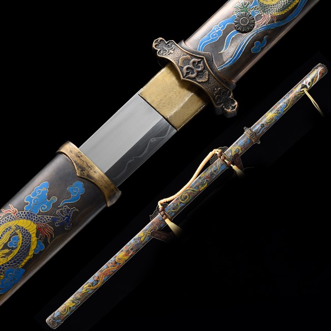 High-performance Pattern Steel Real Hamon Chinese Tang Dynasty Sword With Handwood Scabbard