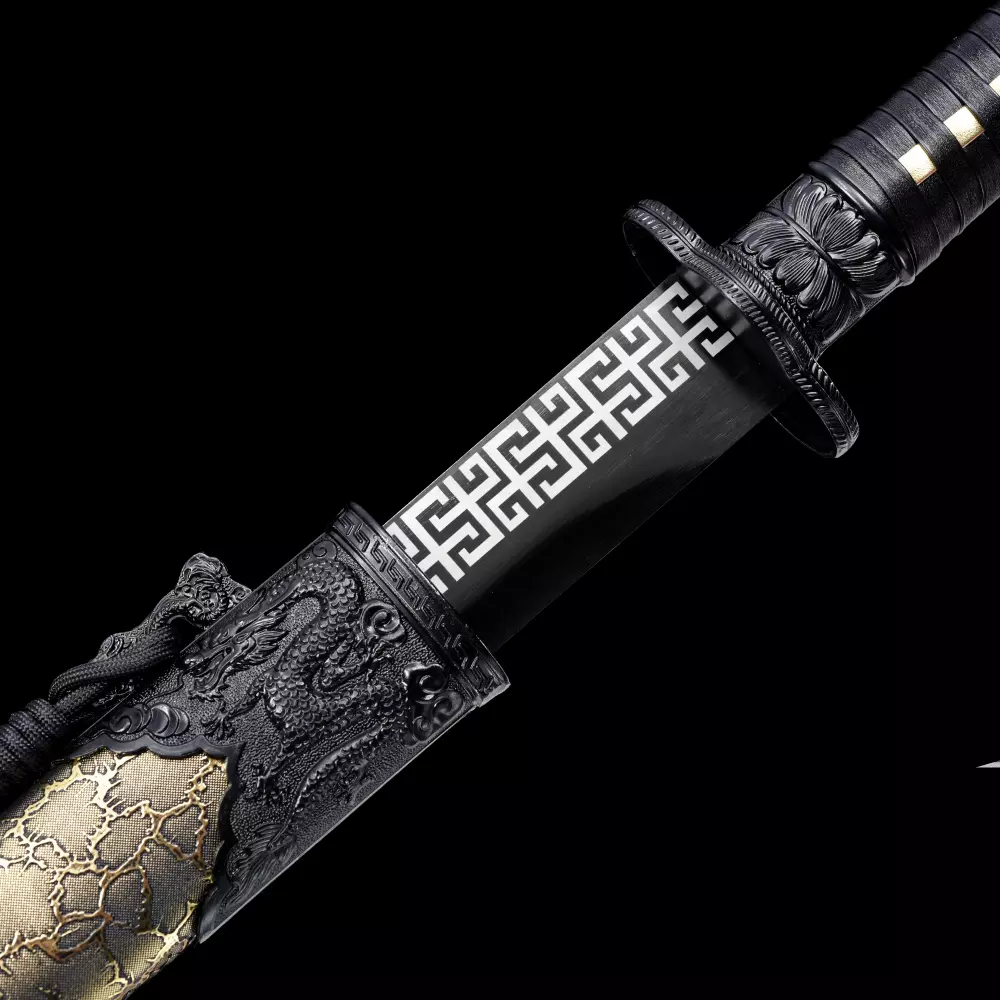 Ninjato Katana | Manganese Steel Ninjato with Black Blade & Gold