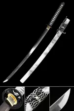 Handmade Japanese Katana Sword T10 Folded Clay Tempered Steel Real Hamon
