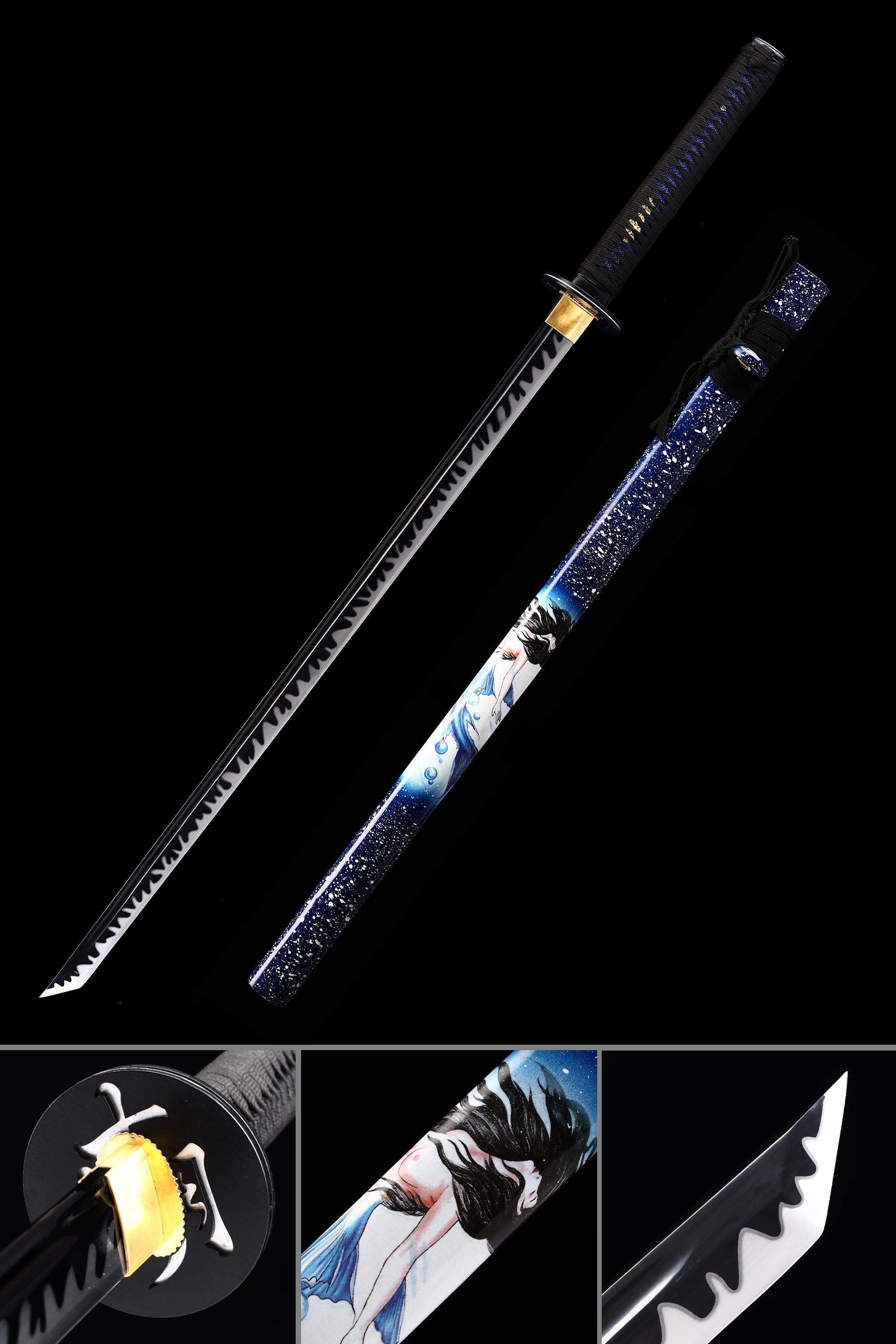 Handmade Japanese Ninjato Ninja Sword With Black Blade