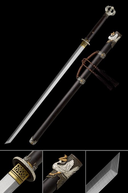 Handmade Chinese Tang Dao Sword With Black Wood Saya